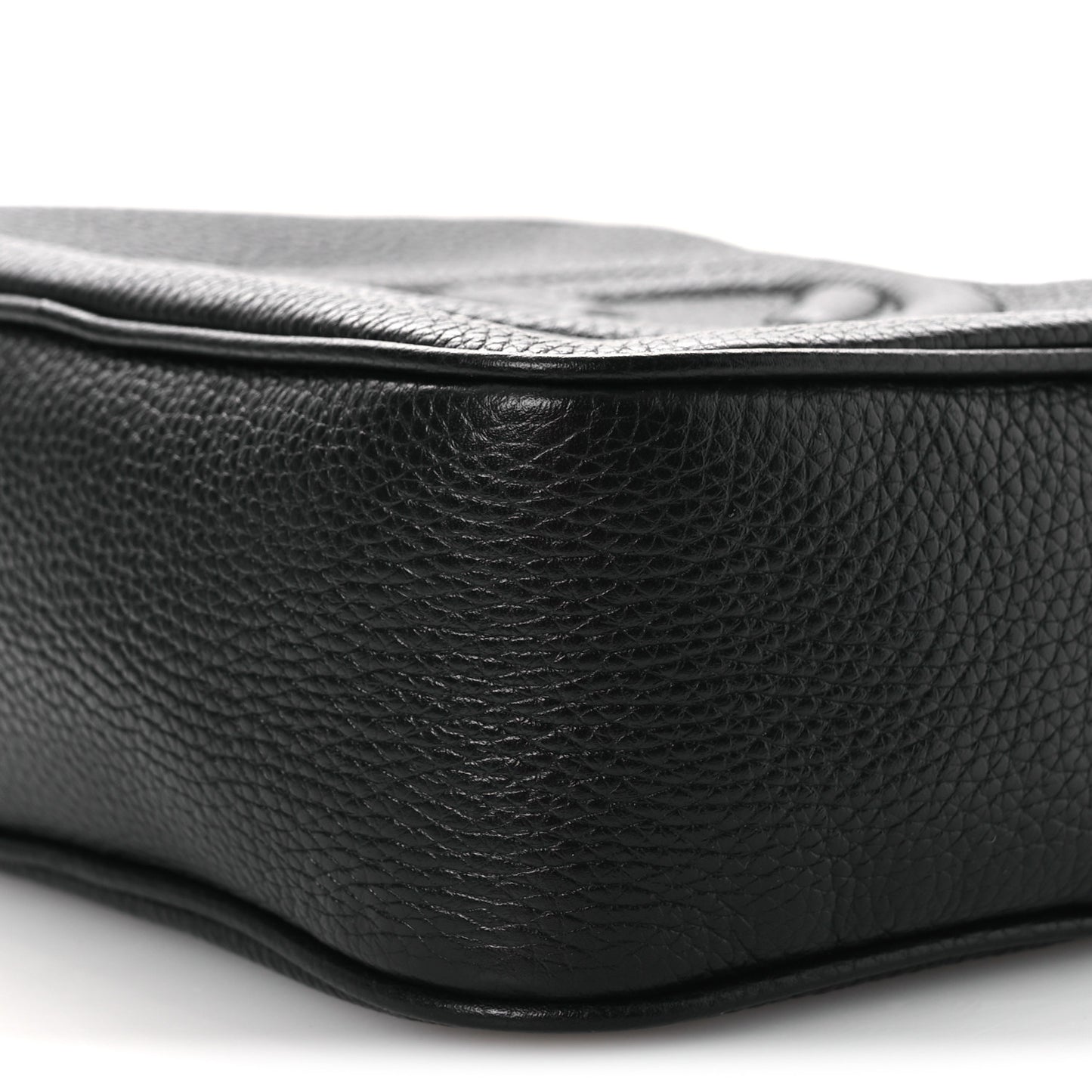 Pebbled Calfskin Small Soho Disco Bag Black