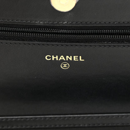 Chanel Lambskin Quilted Twisted CC Wallet On Chain WOC Black 6 of 14