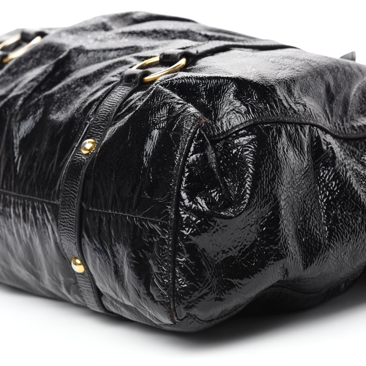 Miu Miu Vernice Gathered Tote Black 7 of 12