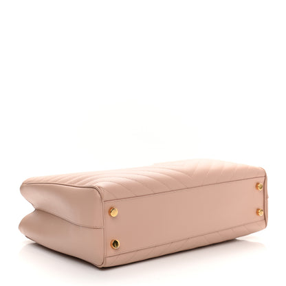 Saint Laurent Grain De Poudre Matelasse Chevron Large Monogram Shopping Bag Pale Pink 3 of 10