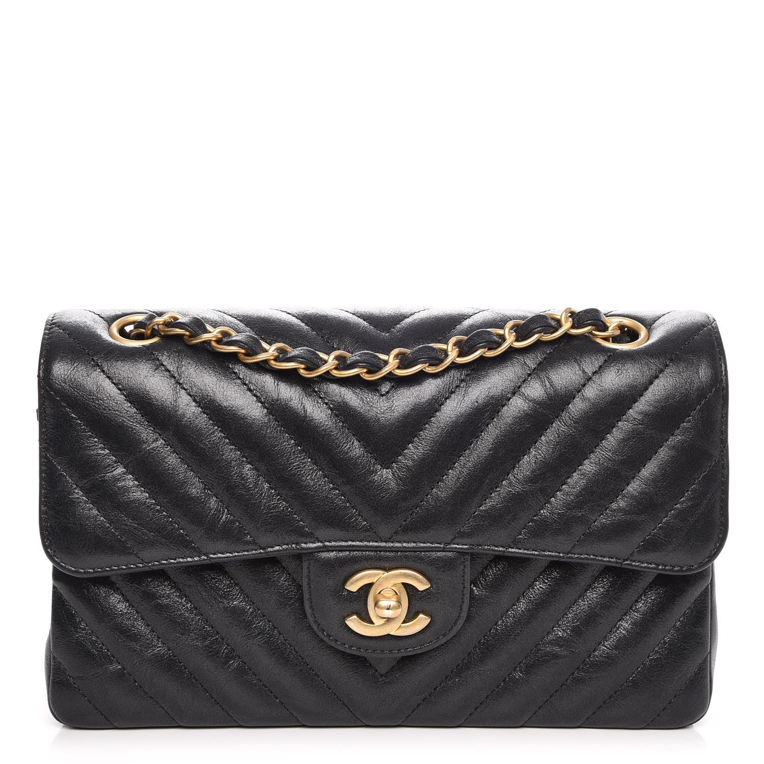 Chanel Metallic Crumpled Calfskin Quilted Small Double Flap Black 1 of 10