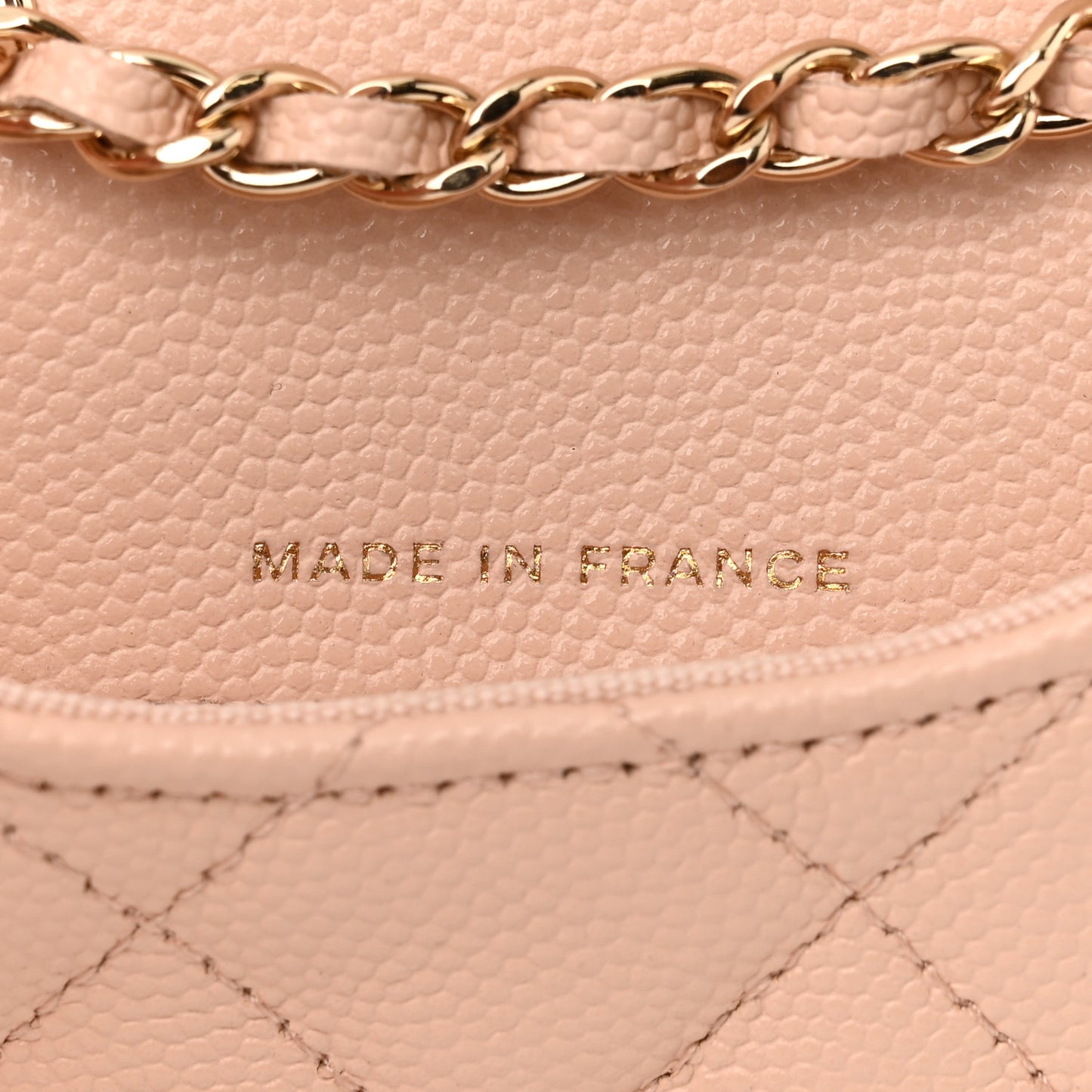 Caviar Quilted Mini Chain Belt Bag Light Beige