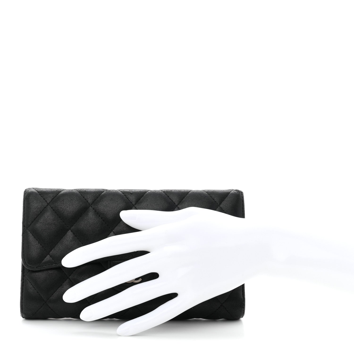 Chanel Lambskin Quilted Large Flap Wallet Black 2 of 9