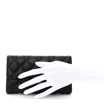 Chanel Lambskin Quilted Large Flap Wallet Black 2 of 9