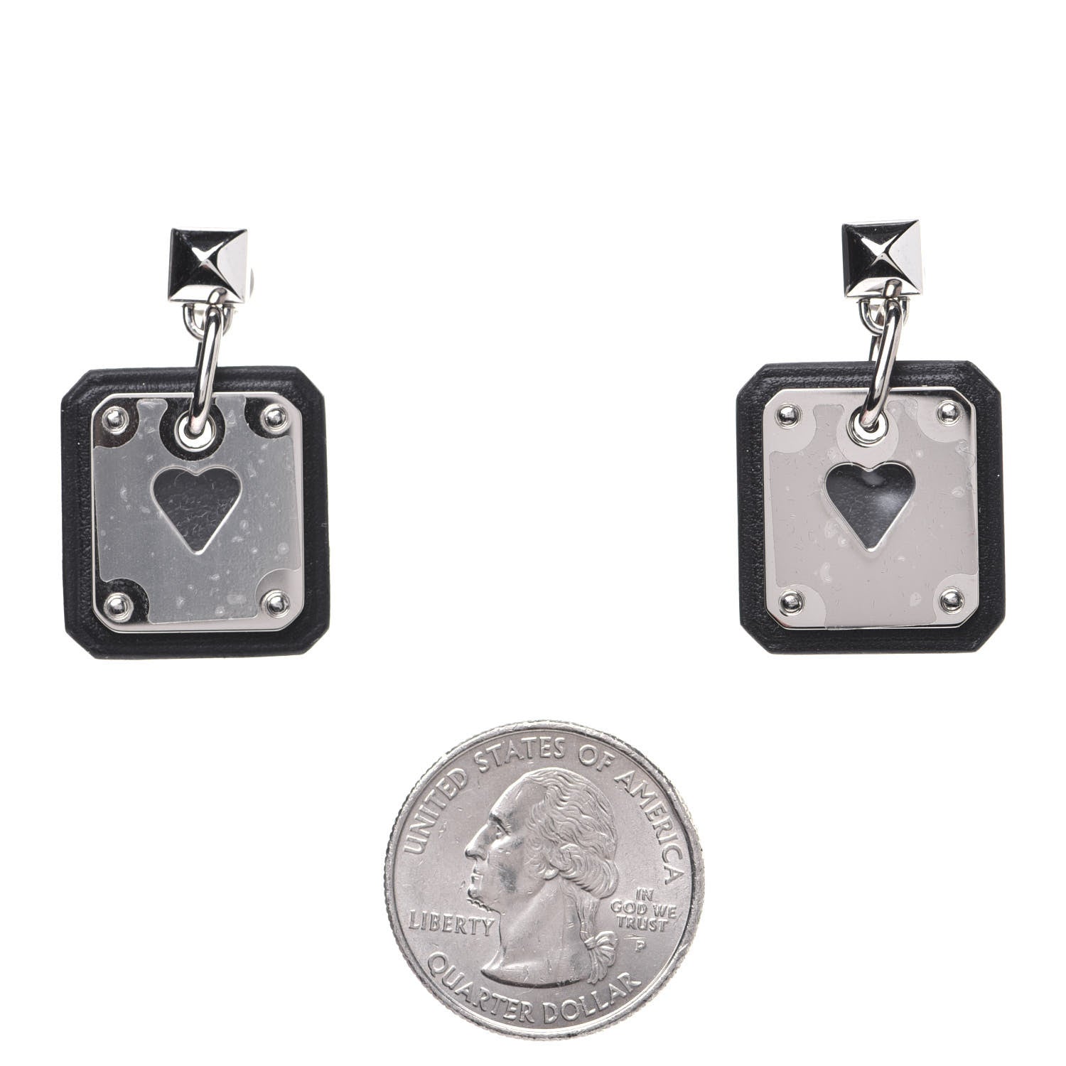 Hermes Palladium Swift As De Coeur Earrings Black 2 of 6