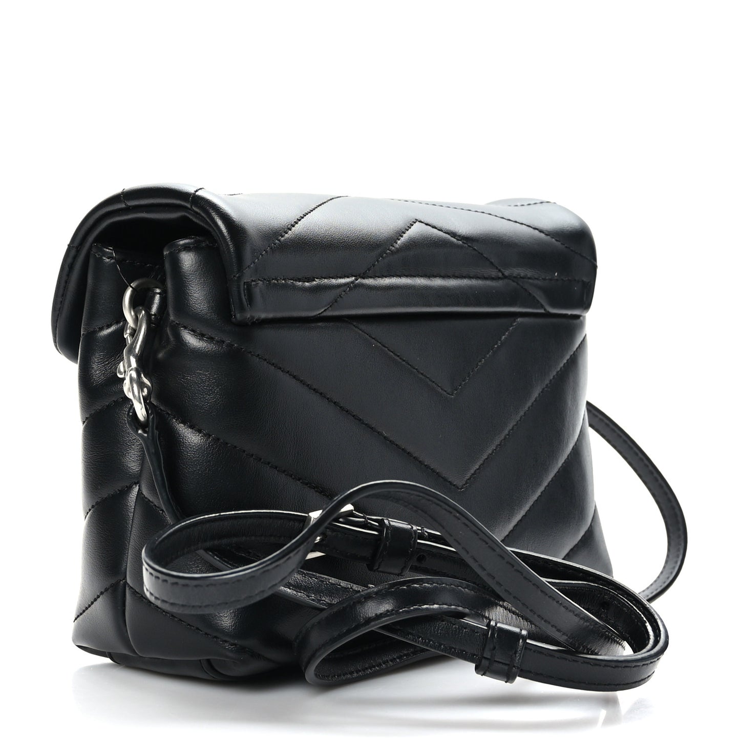 Calfskin Y Quilted Monogram Toy Loulou Crossbody Bag Black