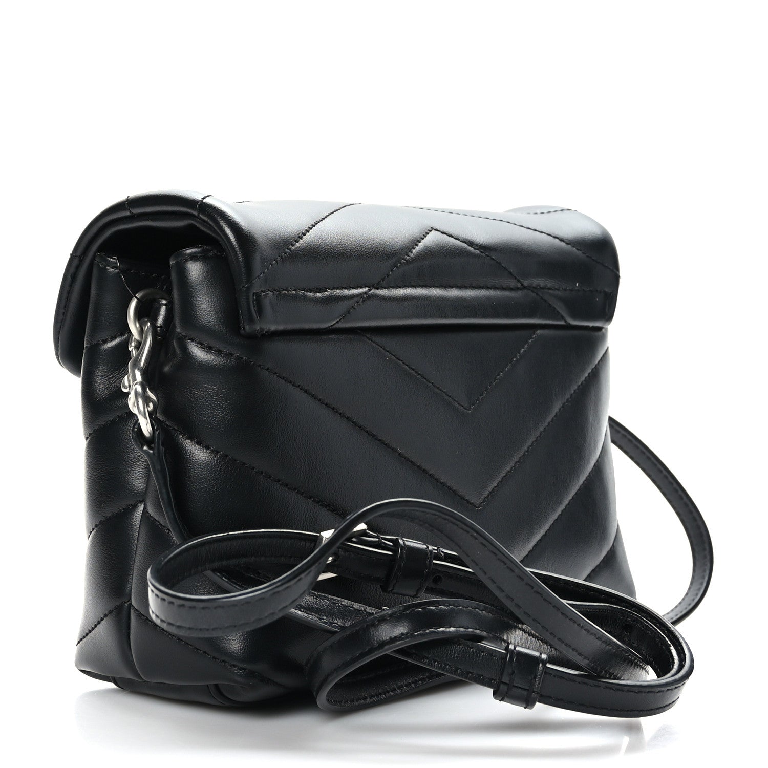 Saint Laurent Calfskin Y Quilted Monogram Toy Loulou Crossbody Bag Black 3 of 10