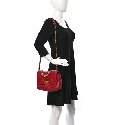Chanel Goatskin Quilted Medium Chanel 19 Flap Red 2 of 10