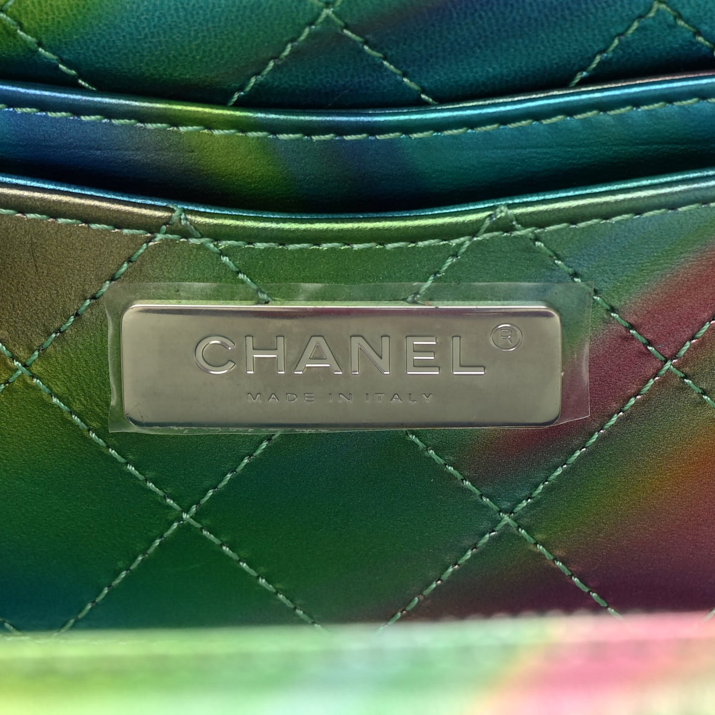 PVC Patent Calfskin Patent Lambskin Small CC Vanity Case Green