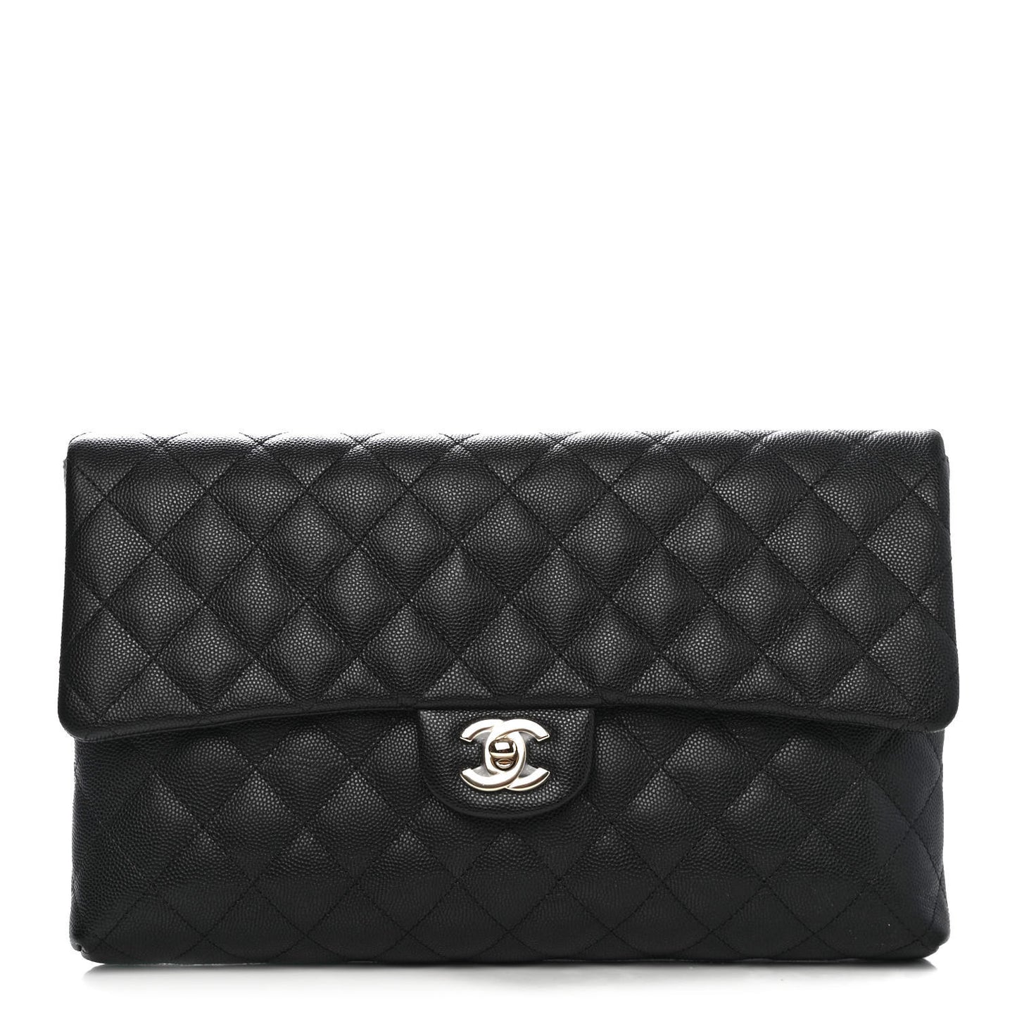 Caviar Quilted Flap Clutch Black