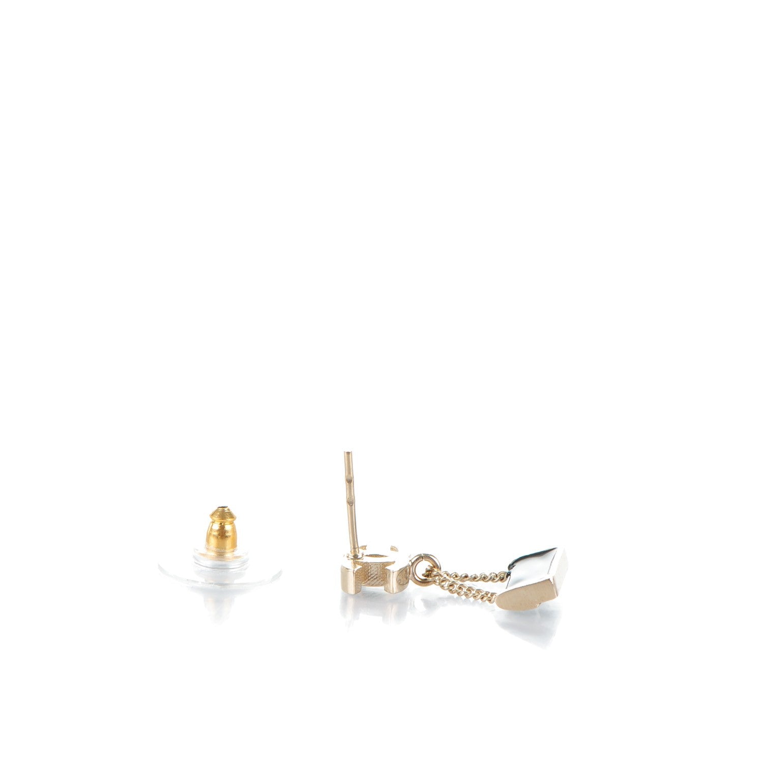 Chanel Enamel Pearl CC Flap Bag Drop Earrings Black Gold 4 of 6