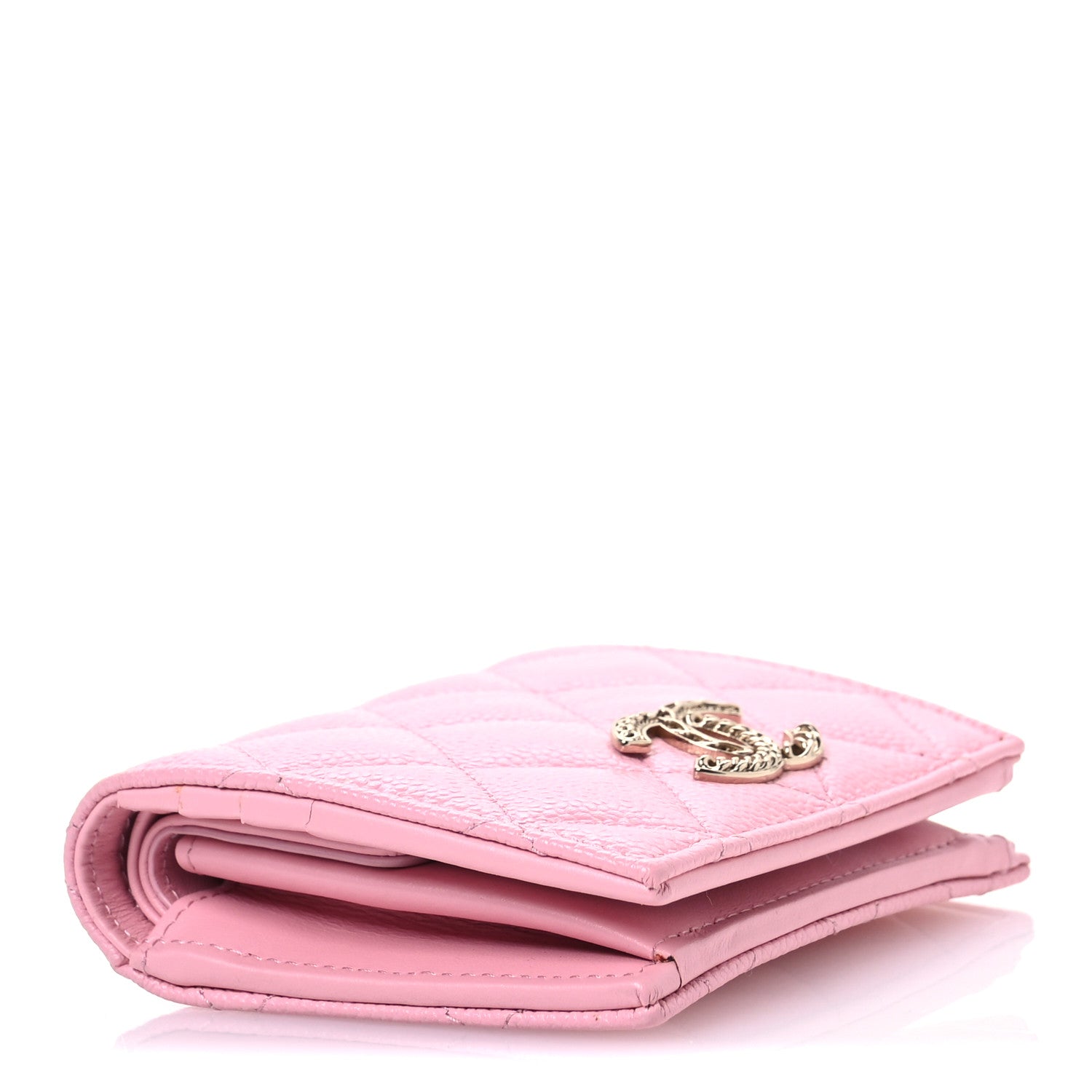 Chanel Caviar Quilted Multi Chain CC Compact Bifold Wallet Pink 4 of 9
