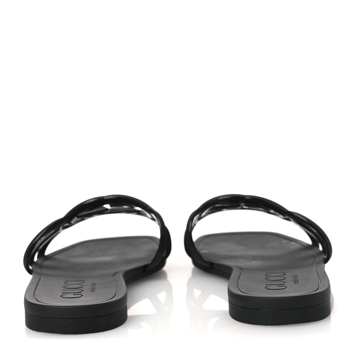 Rubber Interlocking G Womens Slide Sandals 38 Black