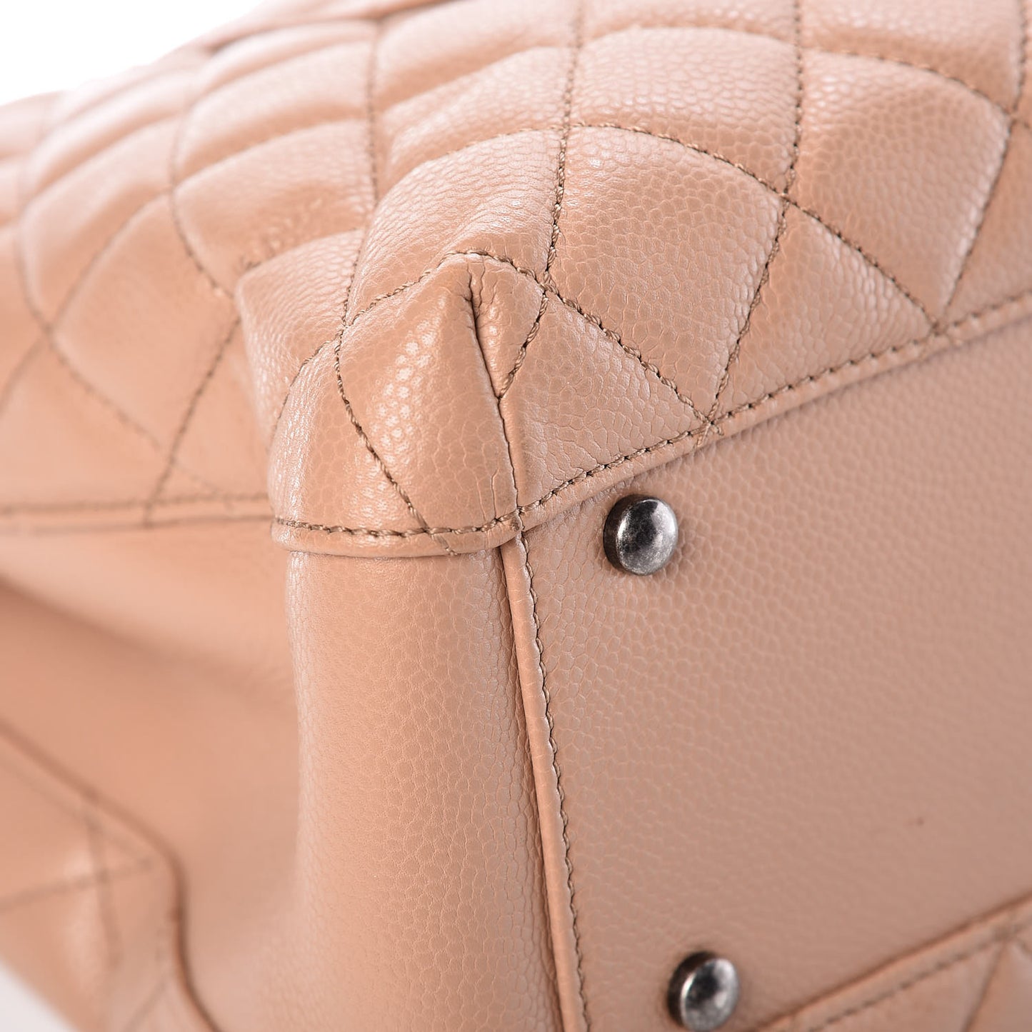 Caviar Quilted City Shopping Tote Beige