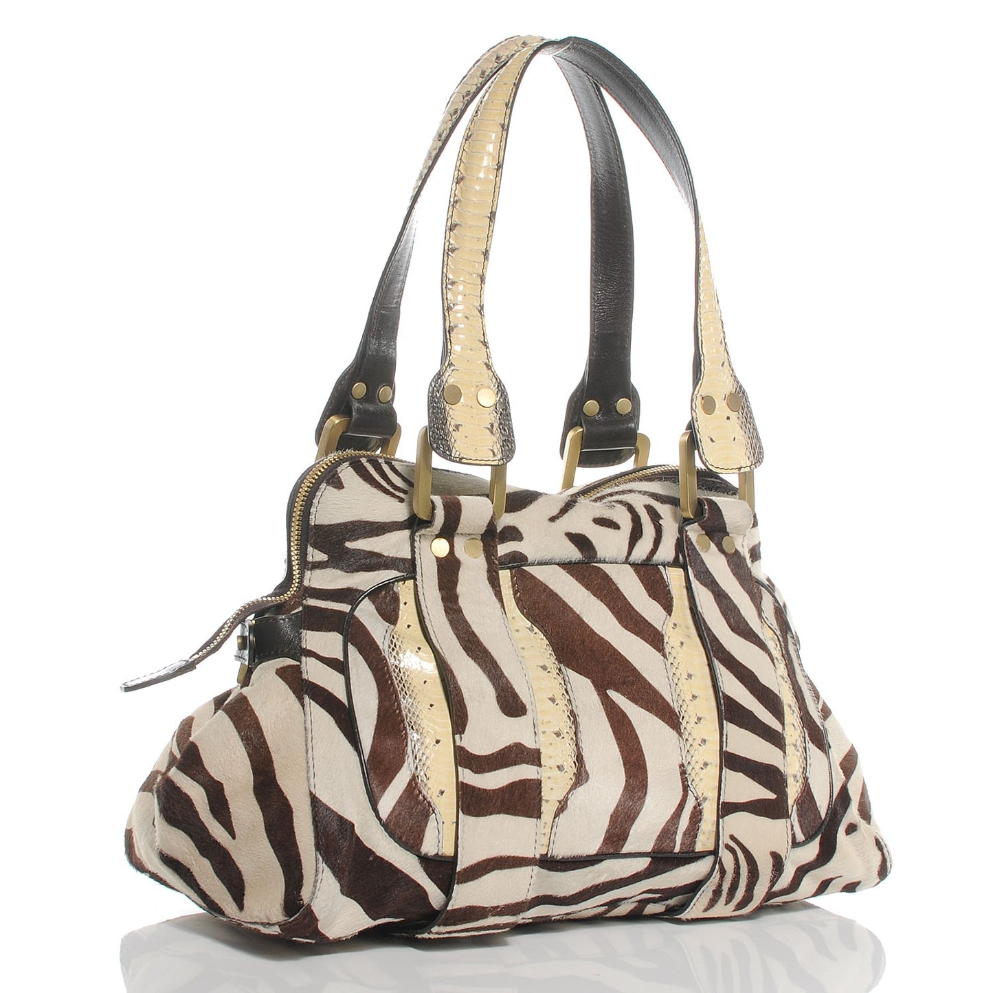 Python Pony Hair Zebra Zanzibar Malena Satchel