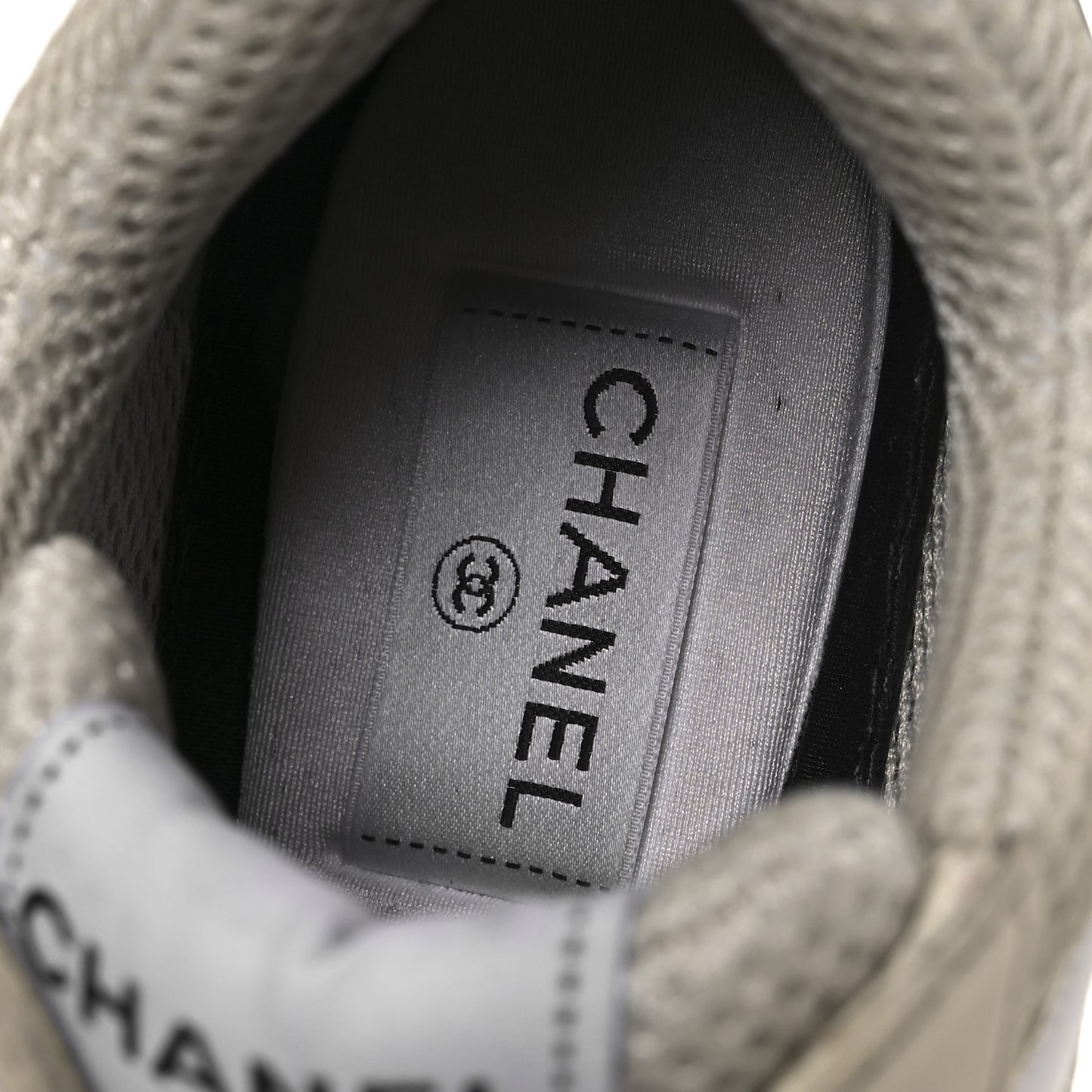 Fabric Laminated Calfskin Stretch CC Sneakers 39.5 Ivory White Silver