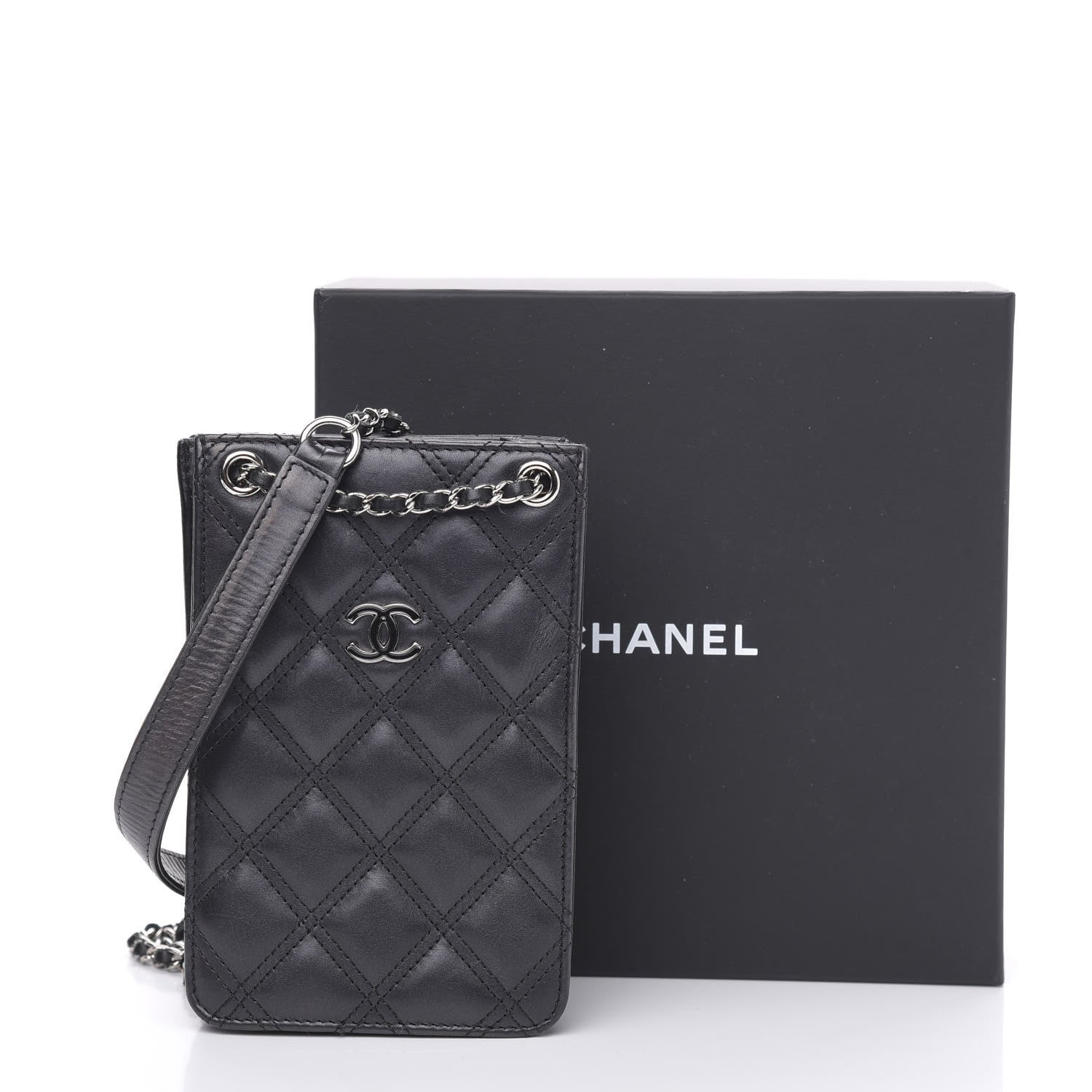 Chanel Calfskin Quilted Crossbody CC Phone Holder Black 12 of 12