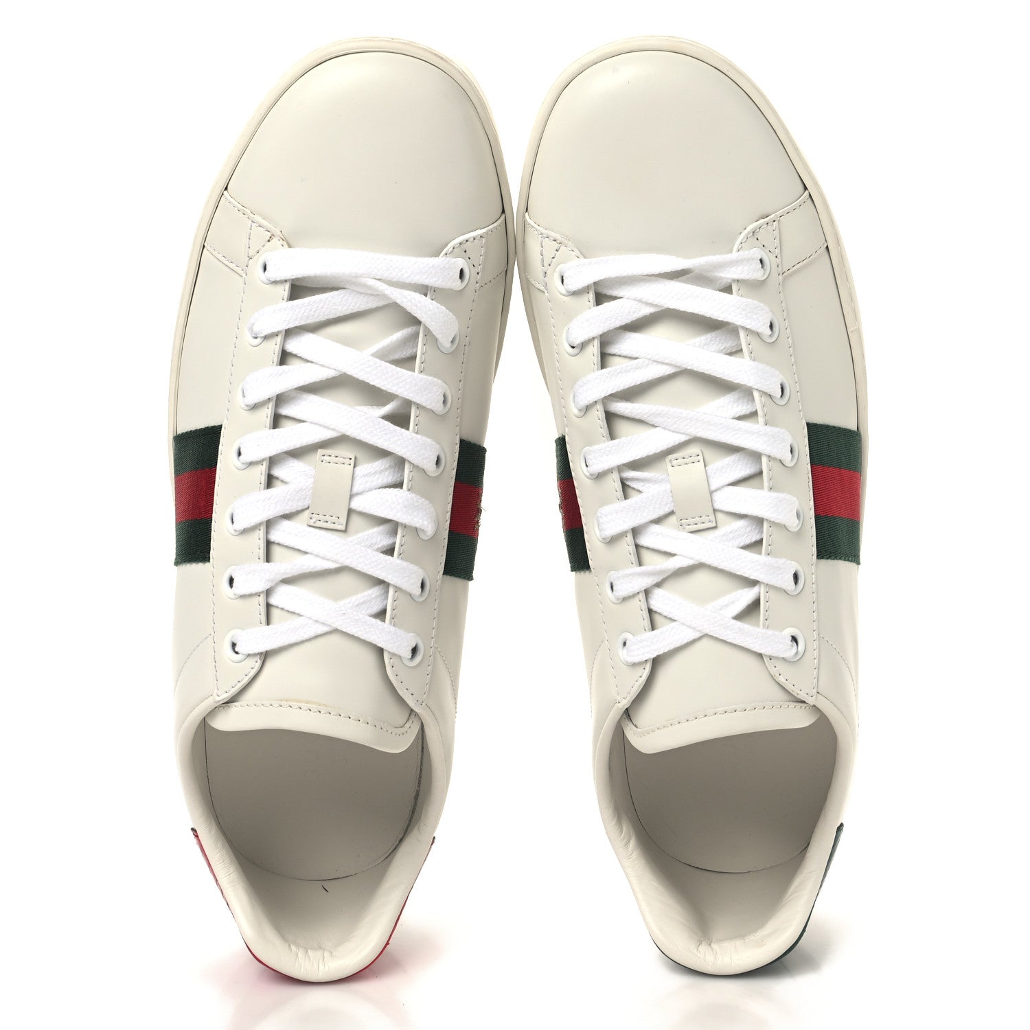 Gucci Calfskin Ayers Bee Embroidered Womens Ace Sneakers 40.5 White Green 2 of 9