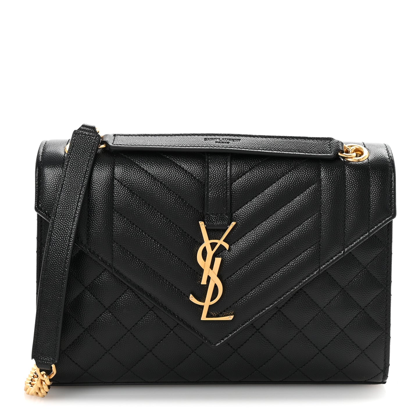 Grain De Poudre Textured Mixed Matelasse Triquilt Medium Monogram Satchel Black