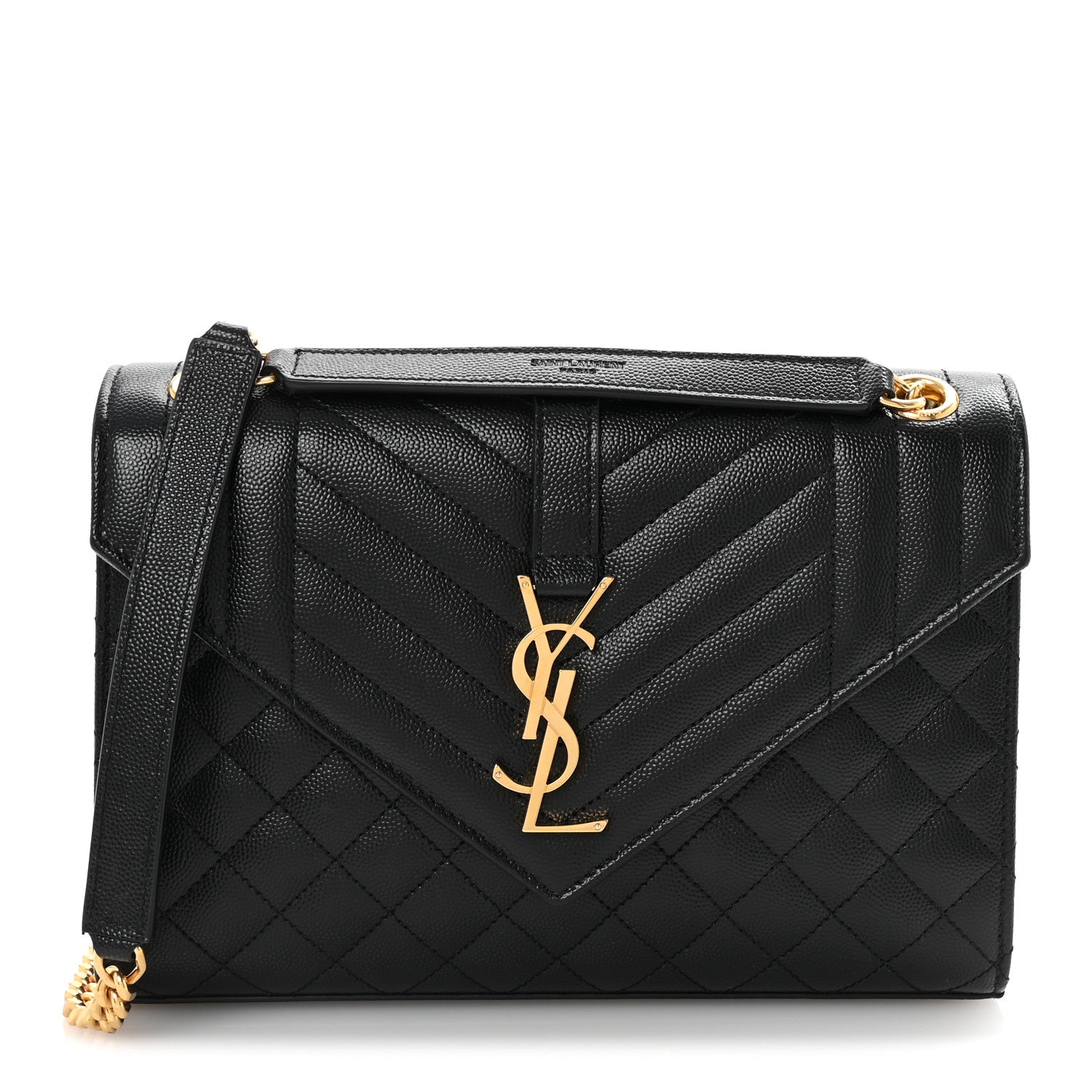 Saint Laurent Grain De Poudre Textured Mixed Matelasse Triquilt Medium Monogram Satchel Black 1 of 10