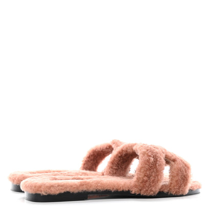 Hermes Woolskin Oran Sandals 39.5 Rose Aube 4 of 9