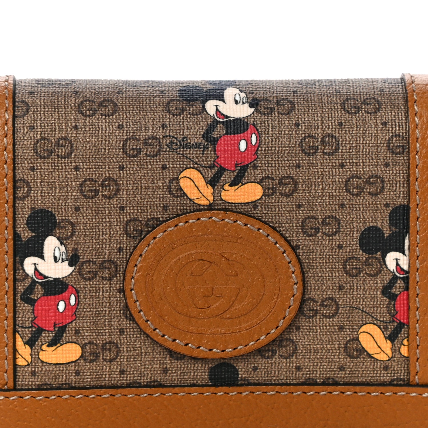 Gucci X DISNEY Mini Vintage GG Supreme Monogram Mickey Mouse Card Holder Wallet Beige Vintage Sun Oil 7 of 10
