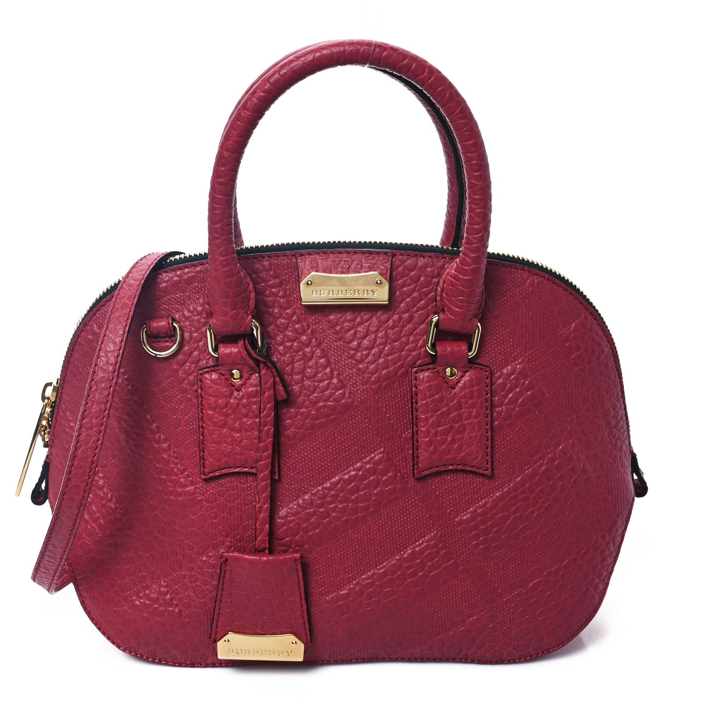 Heritage Grain Check Embossed Small Orchard Bowling Bag Military Red