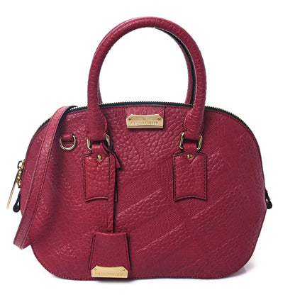 Burberry Heritage Grain Check Embossed Small Orchard Bowling Bag Military Red 1 of 12