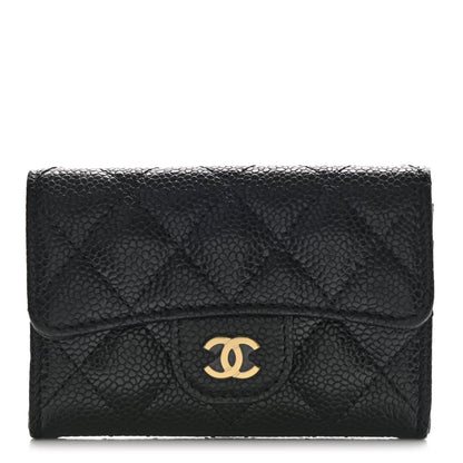Chanel Caviar Quilted Flap Card Holder Wallet Black 1 of 8