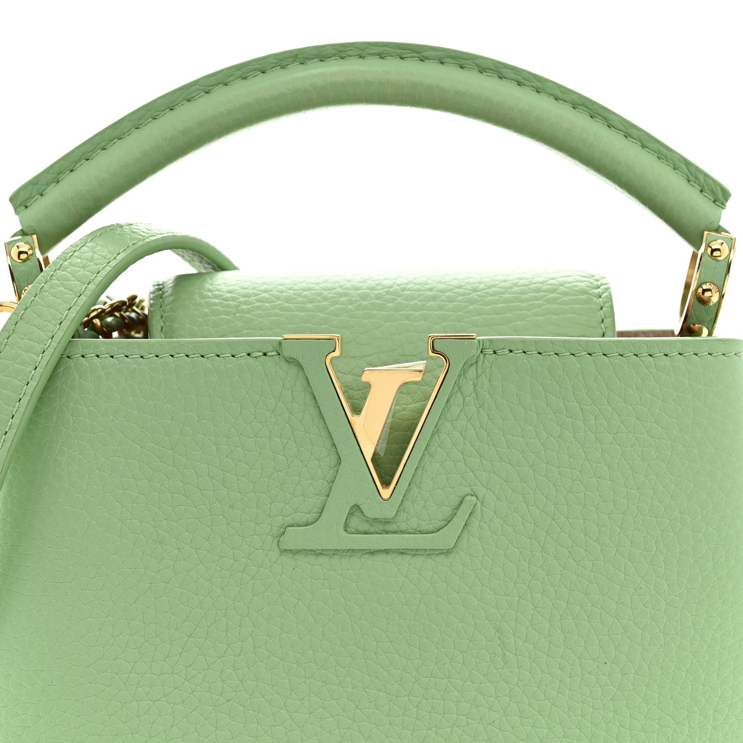 Louis Vuitton Taurillon Mini Capucines Vert Pomme 7 of 9