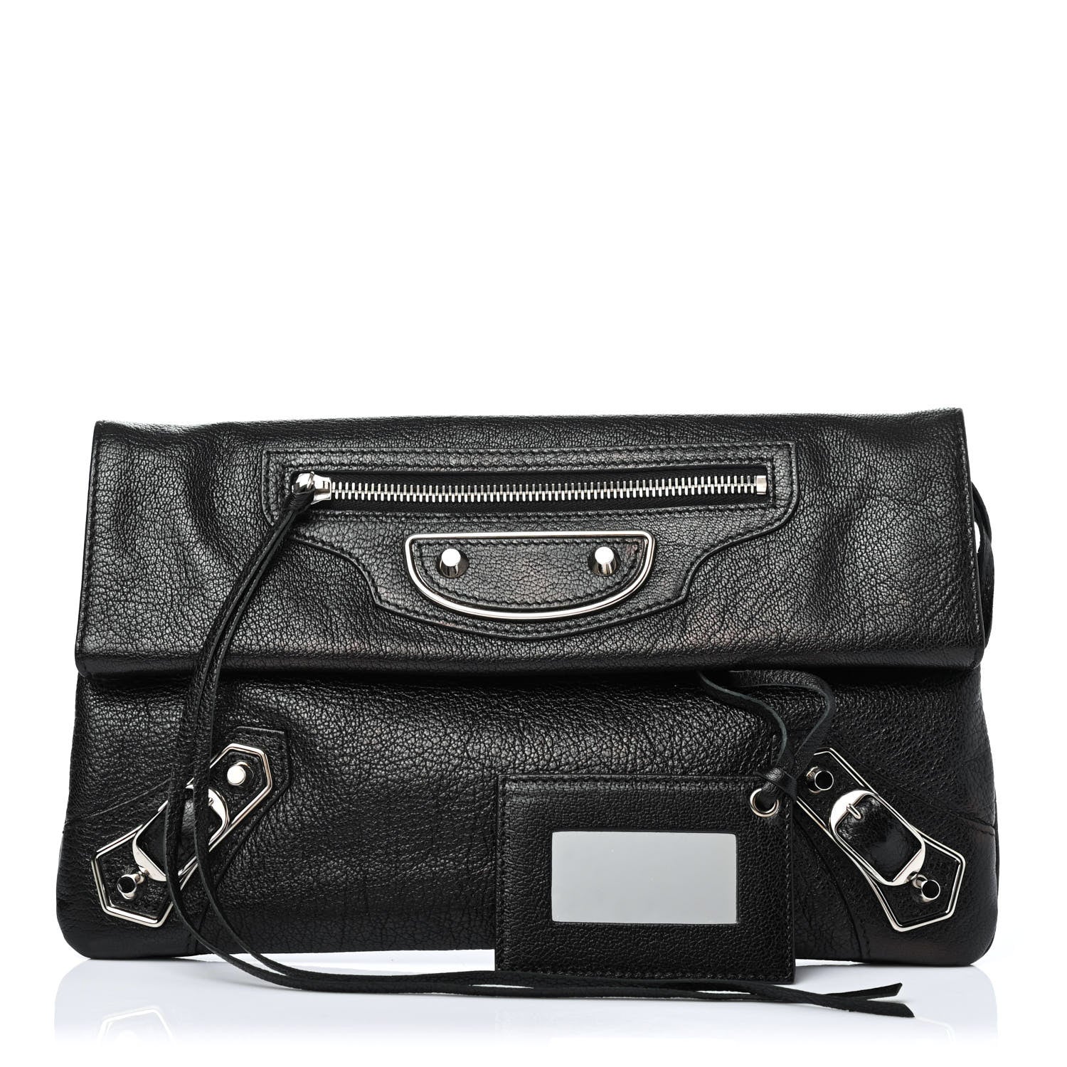 Balenciaga Chevre Silver Metallic Edge Hardware Envelope Clutch Black 1 of 4