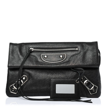 Balenciaga Chevre Silver Metallic Edge Hardware Envelope Clutch Black 1 of 4