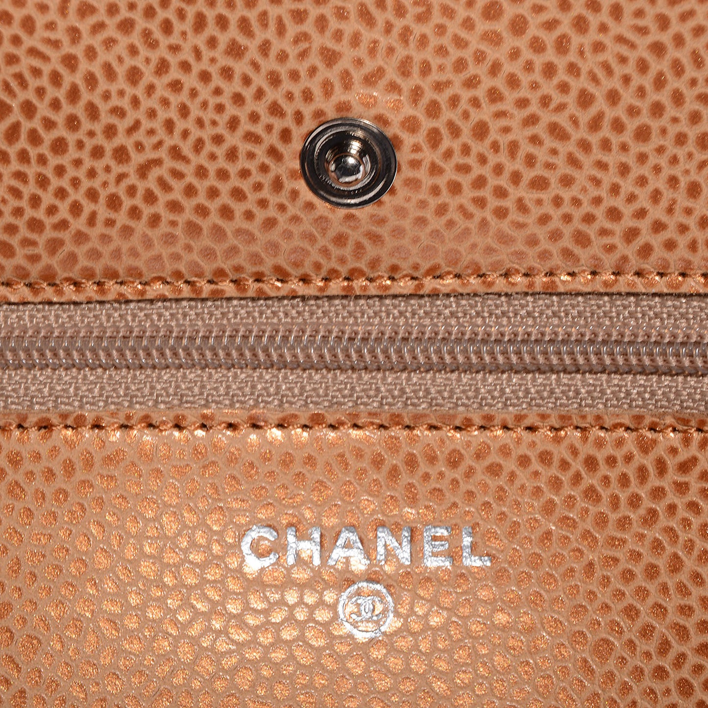 Caviar Quilted Wallet On Chain WOC Metallic Copper