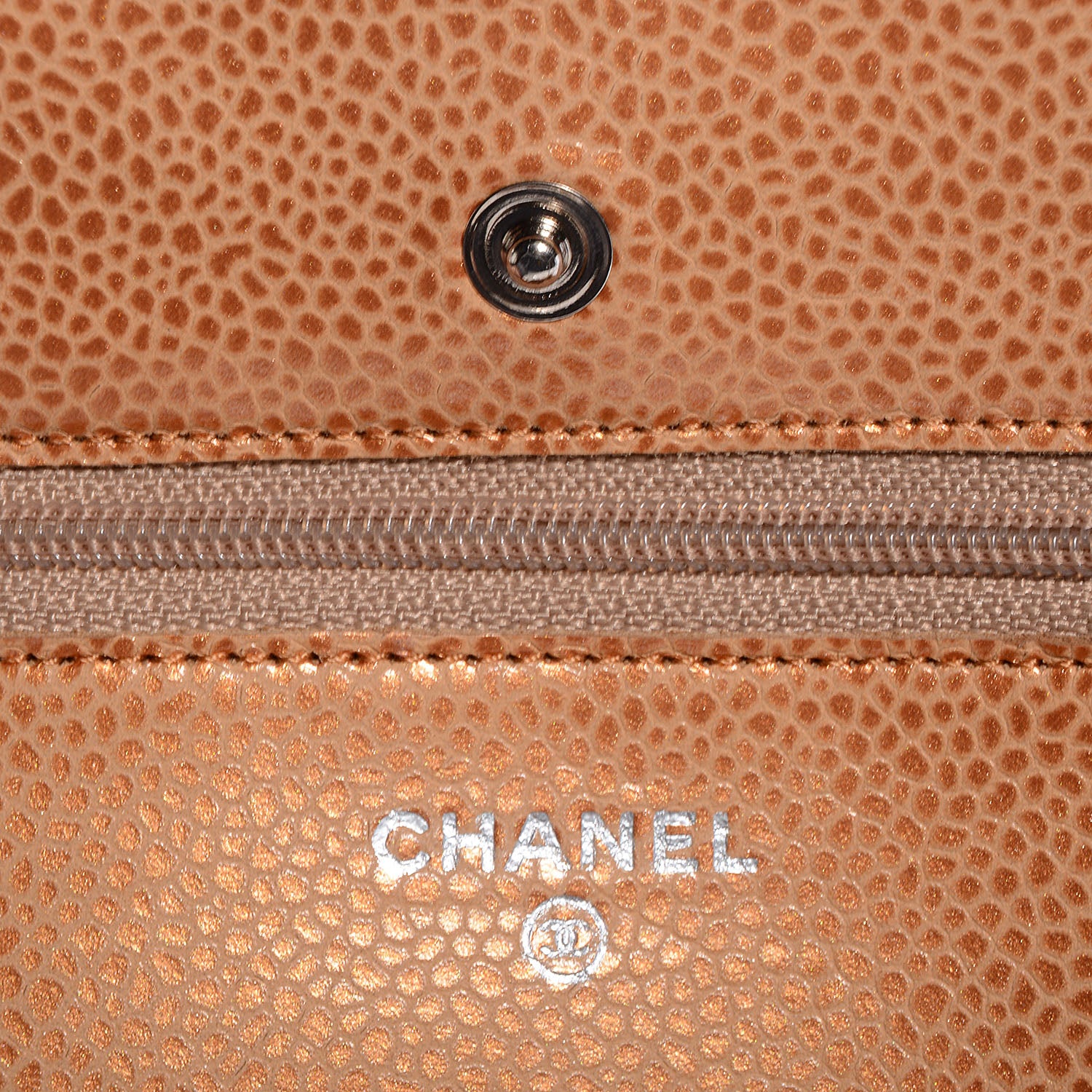 Chanel Caviar Quilted Wallet On Chain WOC Metallic Copper 6 of 9