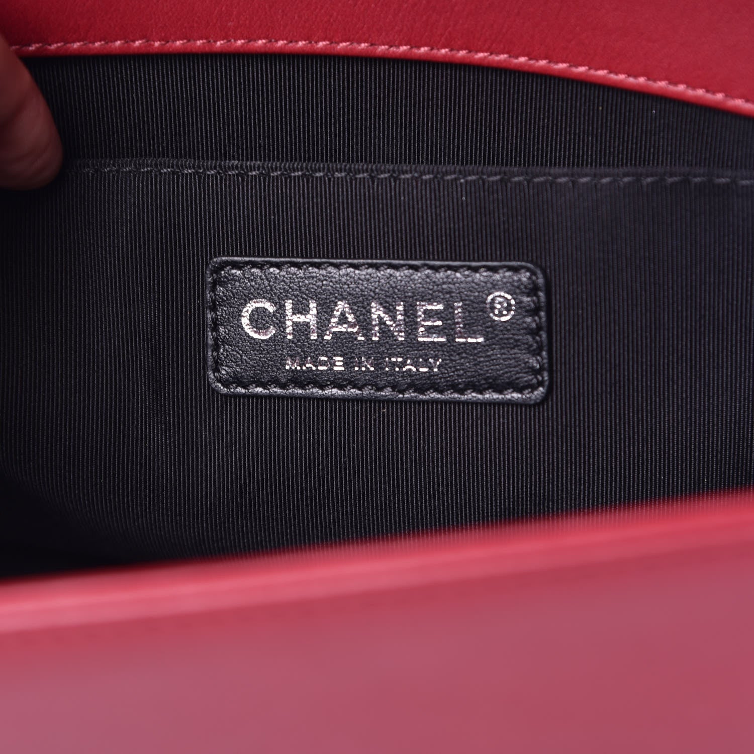 Chanel Calfskin Embroidered Chevron Medium Boy Flap Dark Red 6 of 11