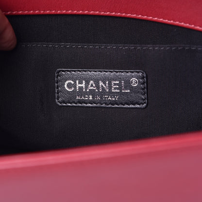 Chanel Calfskin Embroidered Chevron Medium Boy Flap Dark Red 6 of 11