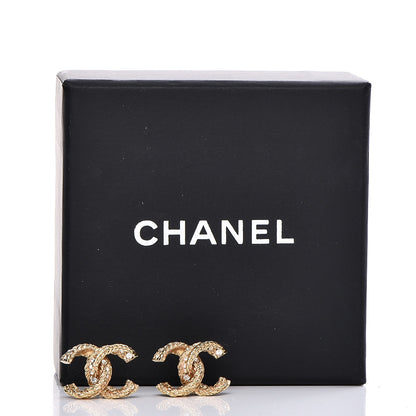 Chanel Crystal Twisted CC Earrings Gold 5 of 5