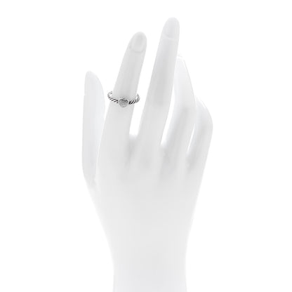David Yurman Sterling Silver Diamond Cable Classics Heart Ring 50 5.5 2 of 4