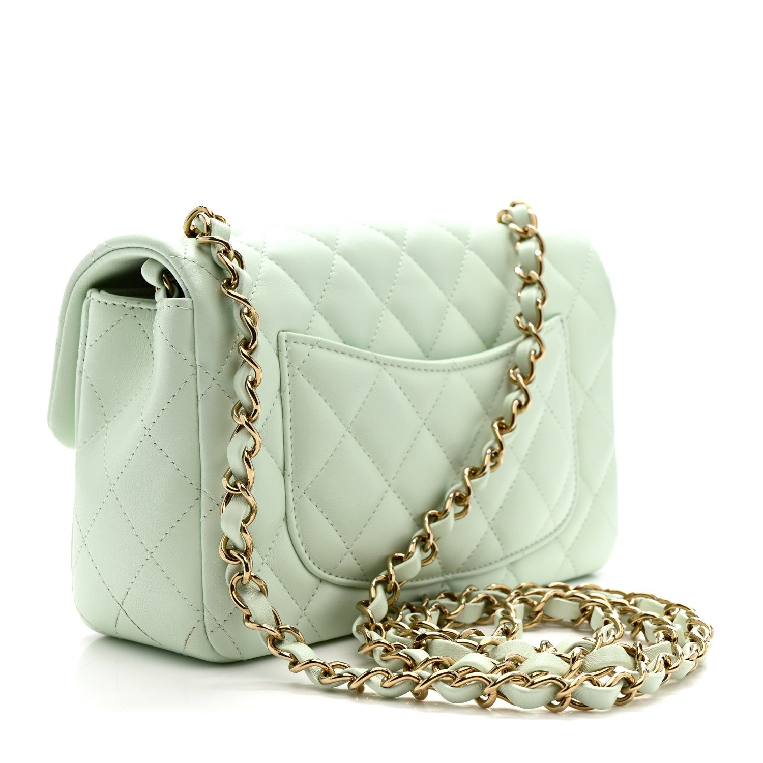 Chanel Lambskin Quilted Mini Rectangular Flap Light Green 3 of 10