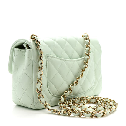 Chanel Lambskin Quilted Mini Rectangular Flap Light Green 3 of 10