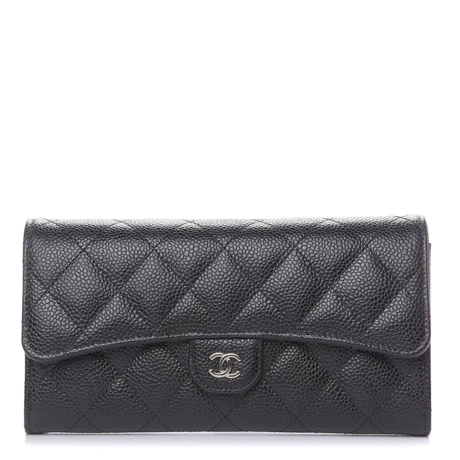 Chanel Caviar Quilted Large Gusset Flap Wallet Black 1 of 9