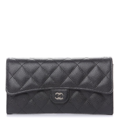 Chanel Caviar Quilted Large Gusset Flap Wallet Black 1 of 9