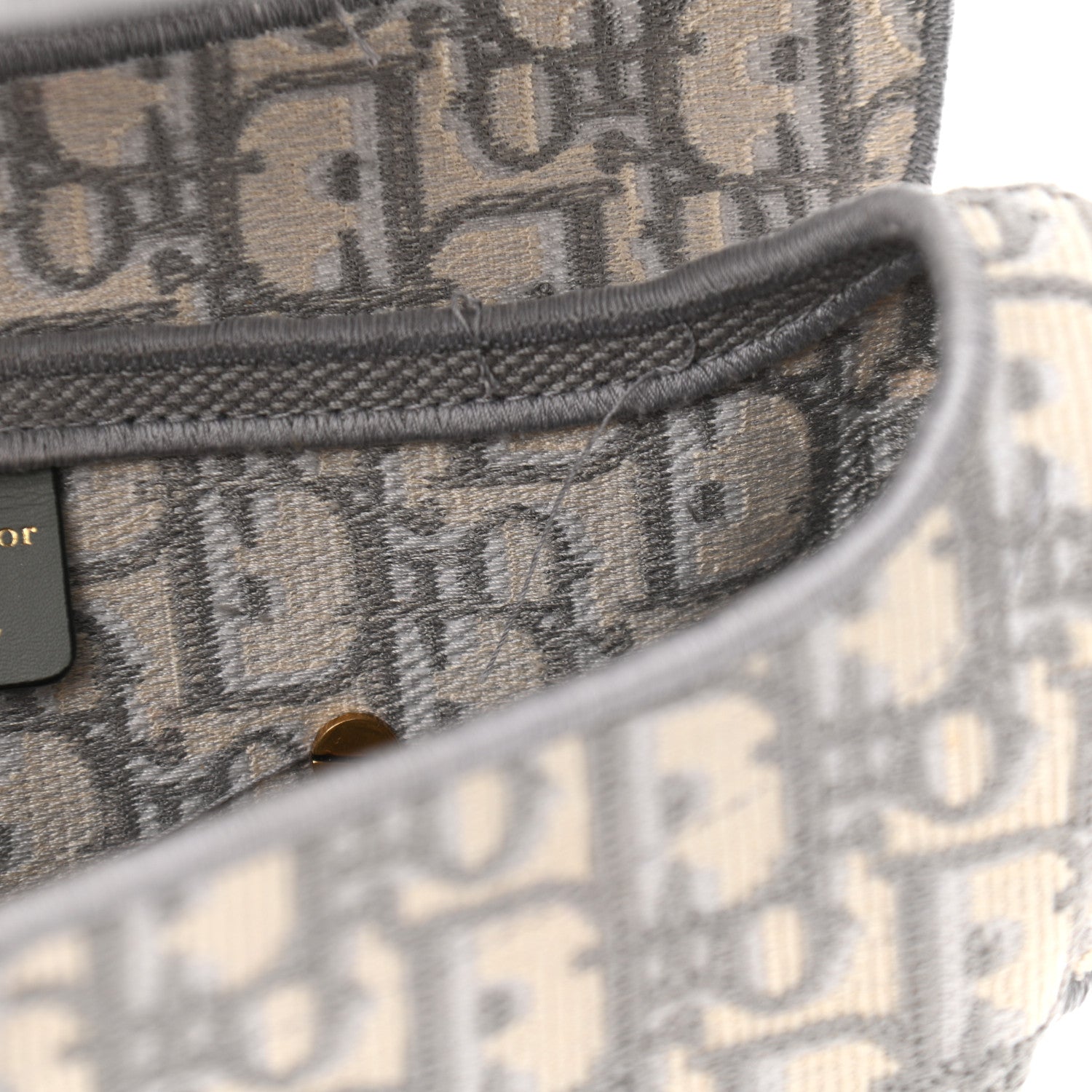Christian Dior Oblique Embroidered Saddle Bag Gray 10 of 13
