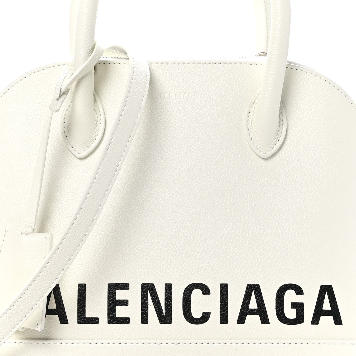 Balenciaga Grained Calfskin Logo S Ville Top Handle Bag White Black 5 of 10