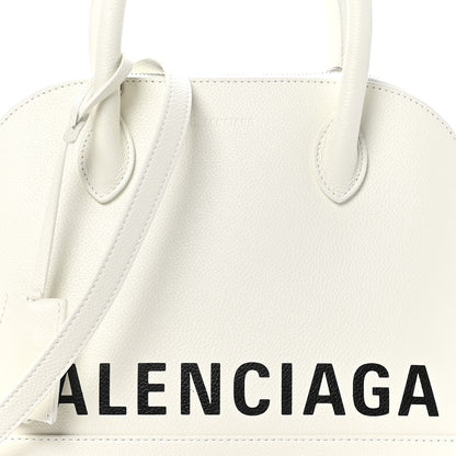 Balenciaga Grained Calfskin Logo S Ville Top Handle Bag White Black 5 of 10
