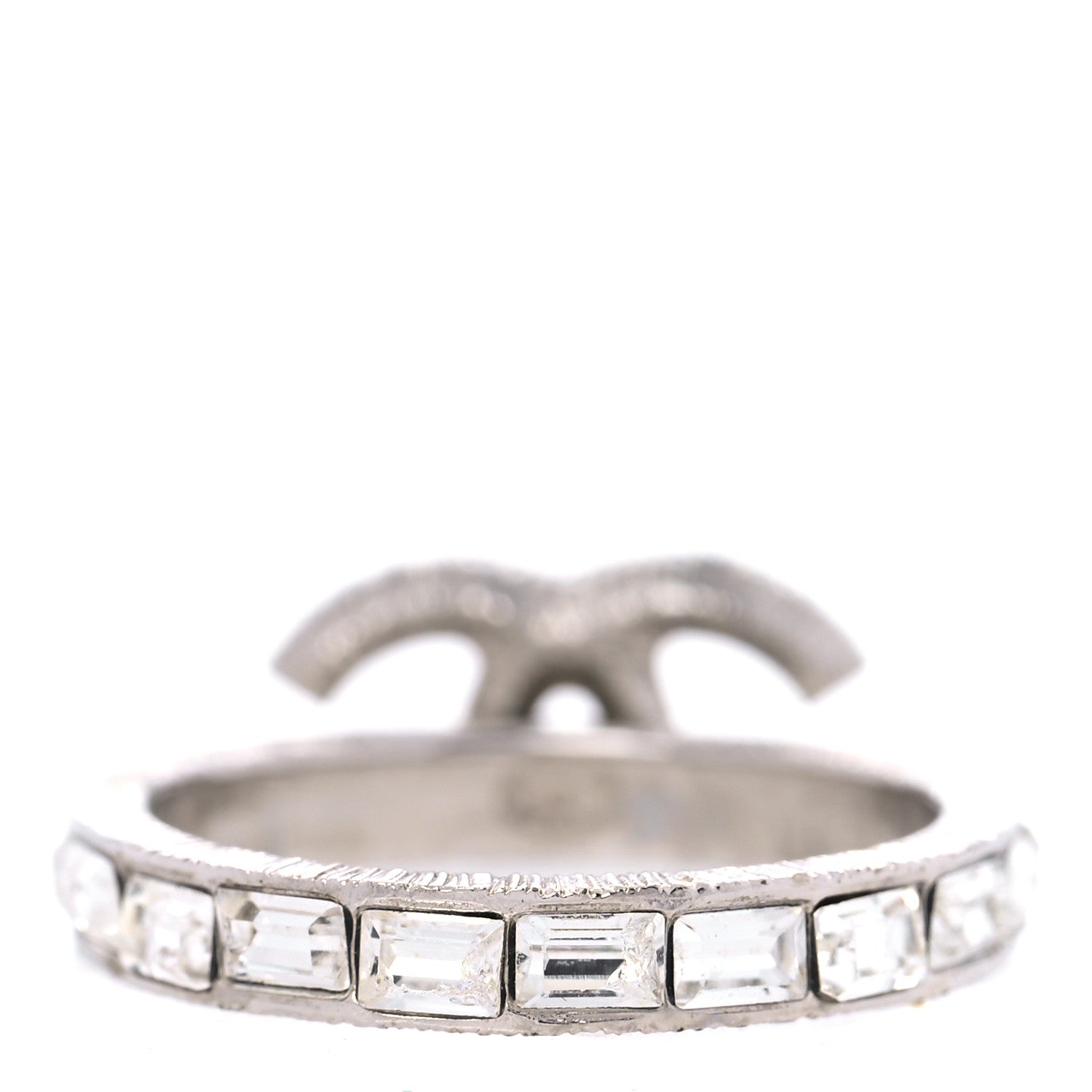 Chanel Crystal Baguette CC Ring 6 Silver 3 of 6