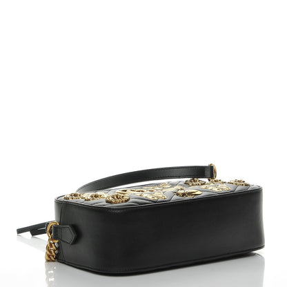 Gucci Calfskin Matelasse Animal Studs Small GG Marmont Chain Shoulder Bag Black 4 of 8