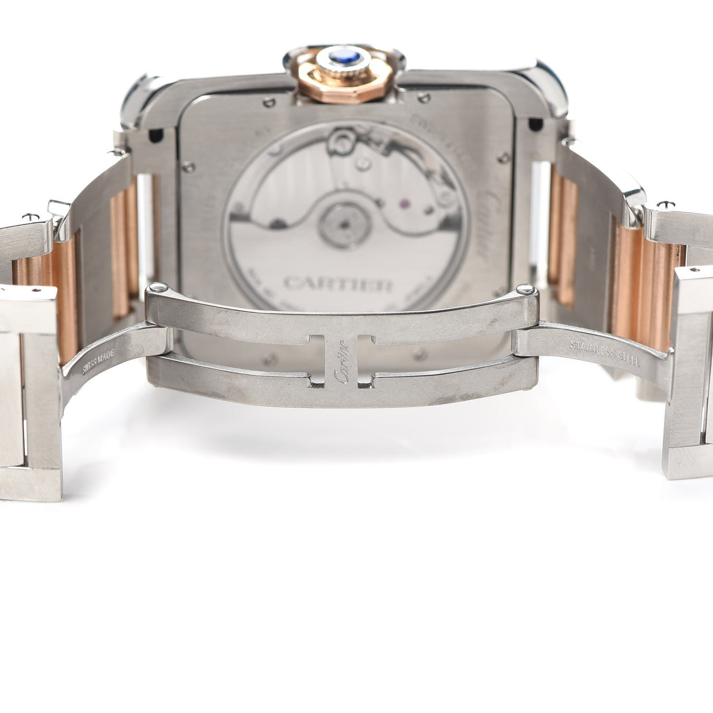 Stainless Steel 18K Pink Gold 36mm Tank Solo Automatic Watch