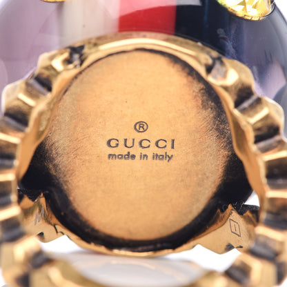 Gucci Crystal Resin Sylvie Vintage Web Ring M White Red Blue 5 of 5