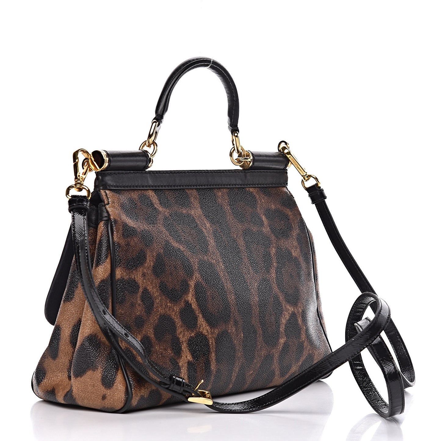 Dauphine Leopard Print Small Miss Sicily Satchel Black